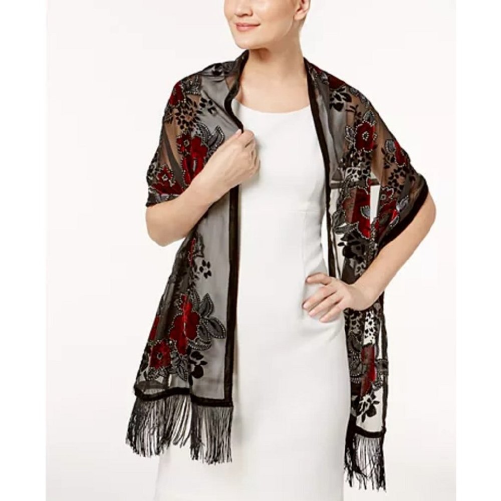 Inc International Concepts Midnight Floral Wrap Retail $48.50